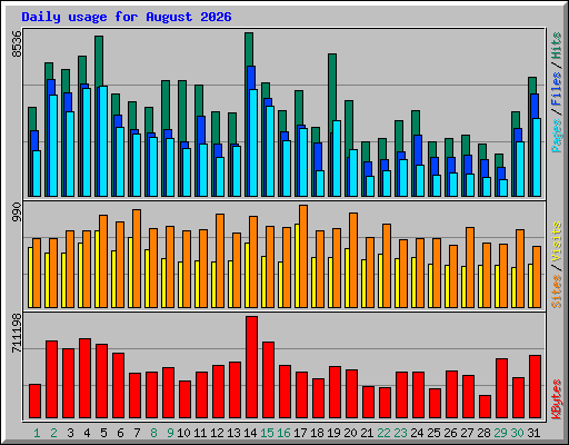 Daily usage for August 2026